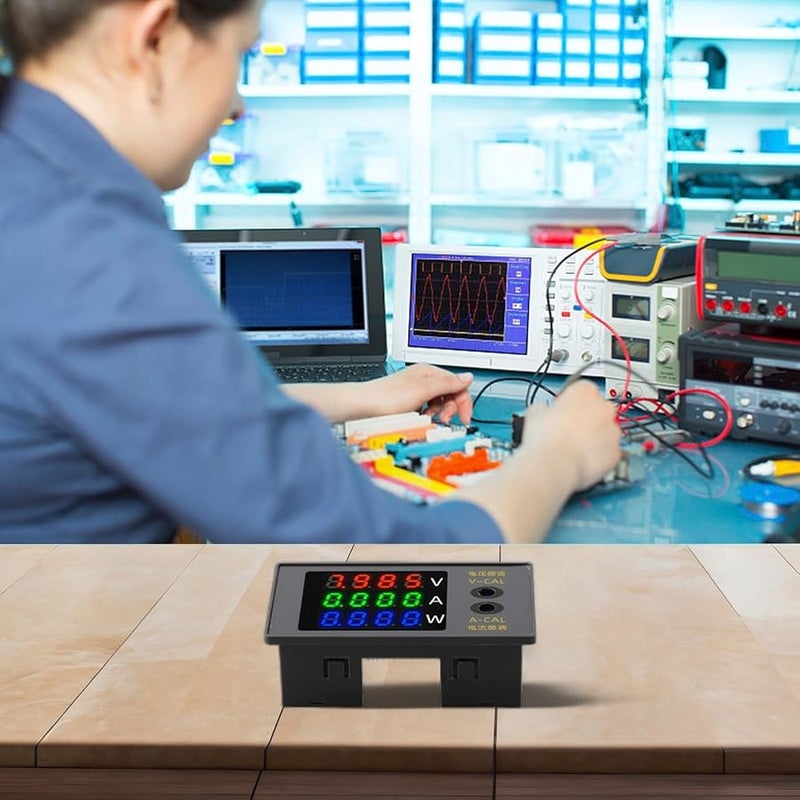 Digital Power Meter DC 0 100V 10A 1000W Voltage Current Measurement Real Time Display Fine Tuning Red Green Blue - Image 2